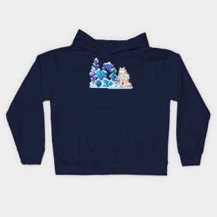 Fox with presents in snowy forest Kids Hoodie